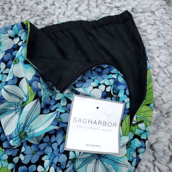 Sag Harbor Green Blue Floral Fit and Flare Flouncy Hem Skirt Size 22W - Picture 5 of 7